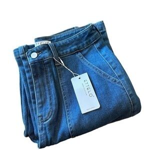 ETTELO - Women’s High Waisted Cargo Jeans - Size 6